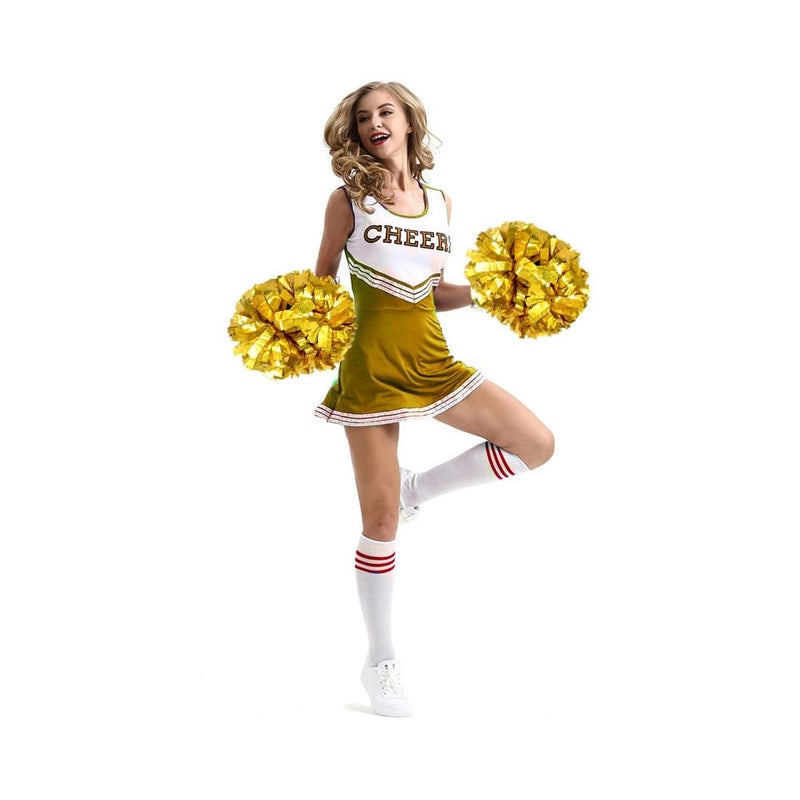 Hooshing 2PCS Gold Pom Poms Cheerleading Holographic Spot with Baton Handle for Girls Kids Team Spirit Sports Cheering - Image 3